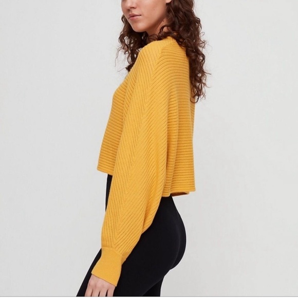 Aritzia Wilfred Free Lolan 100% Merino Wool Cairo Gold Cozy Casual Sweater XXS - Picture 2 of 14